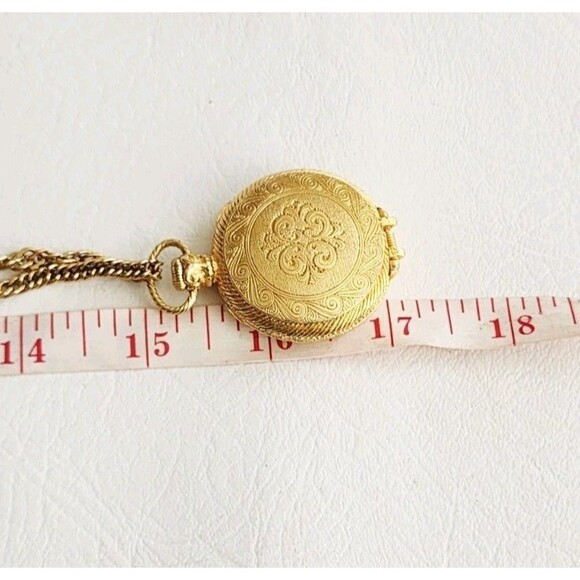 Vintage Max Factor Blue Aquarius Compact Locket Solid Perfume Pendant Gold Tone - Picture 5 of 5